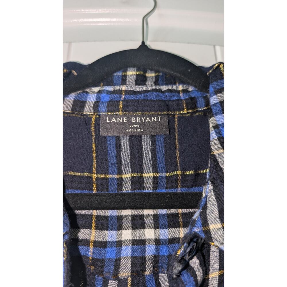 Lane Bryant Blue Plaid Collared Long Sleeve Button-Up Shirt Womens Plus 22/24 - Picture 2 of 4